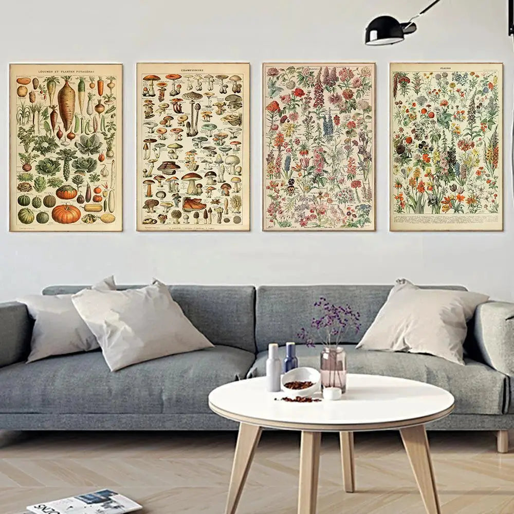 Adolphe millot encyclopedia botanical framed wall art living room decor
