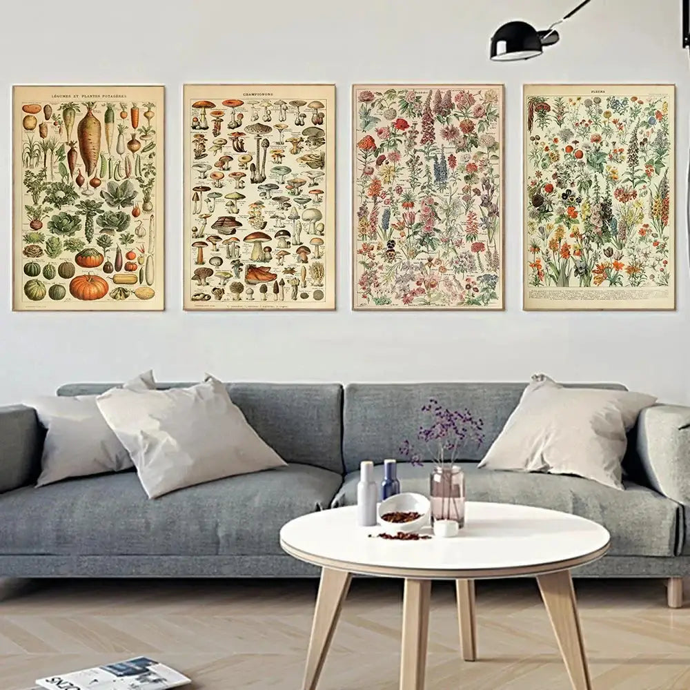 Adolphe millot encyclopedia botanical framed wall art living room decor