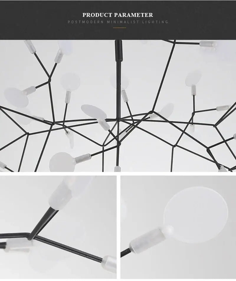 Modern rose gold & black branch design chandelier – living room light