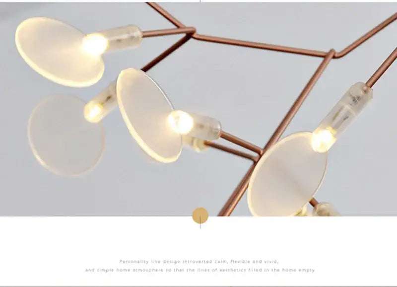 Modern rose gold & black branch design chandelier – living room light