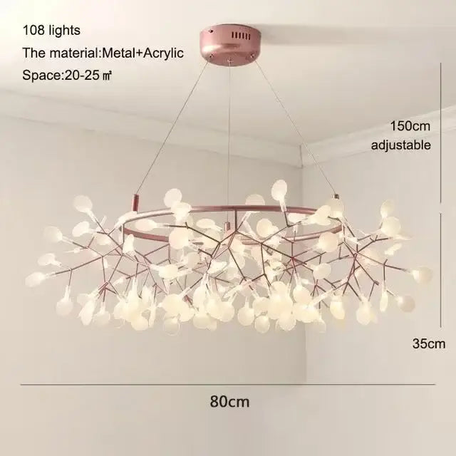 Modern rose gold & black branch design chandelier – living room light