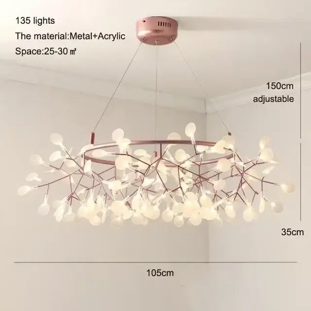Modern rose gold & black branch design chandelier – living room light