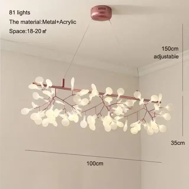 Modern rose gold & black branch design chandelier – living room light