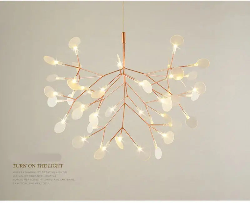 Modern rose gold & black branch design chandelier – living room light