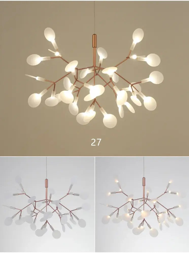 Modern rose gold & black branch design chandelier – living room light