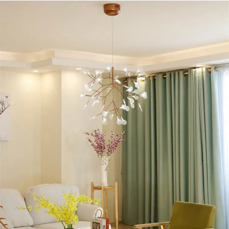 Modern rose gold & black branch design chandelier – living room light