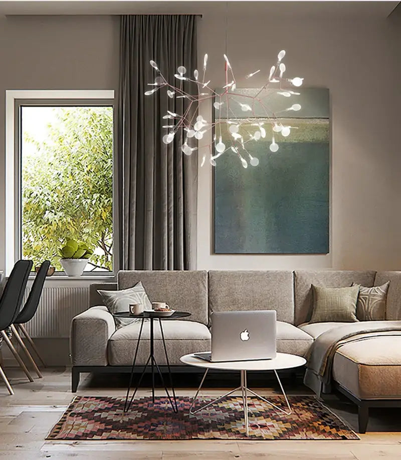 Modern rose gold & black branch design chandelier – living room light