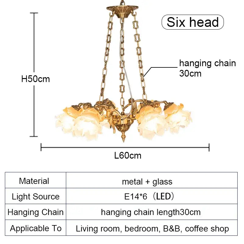 Decorbites brass angel chandelier with flower glass for living room