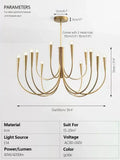 Decorbites brass chandelier for dining room with curved arms