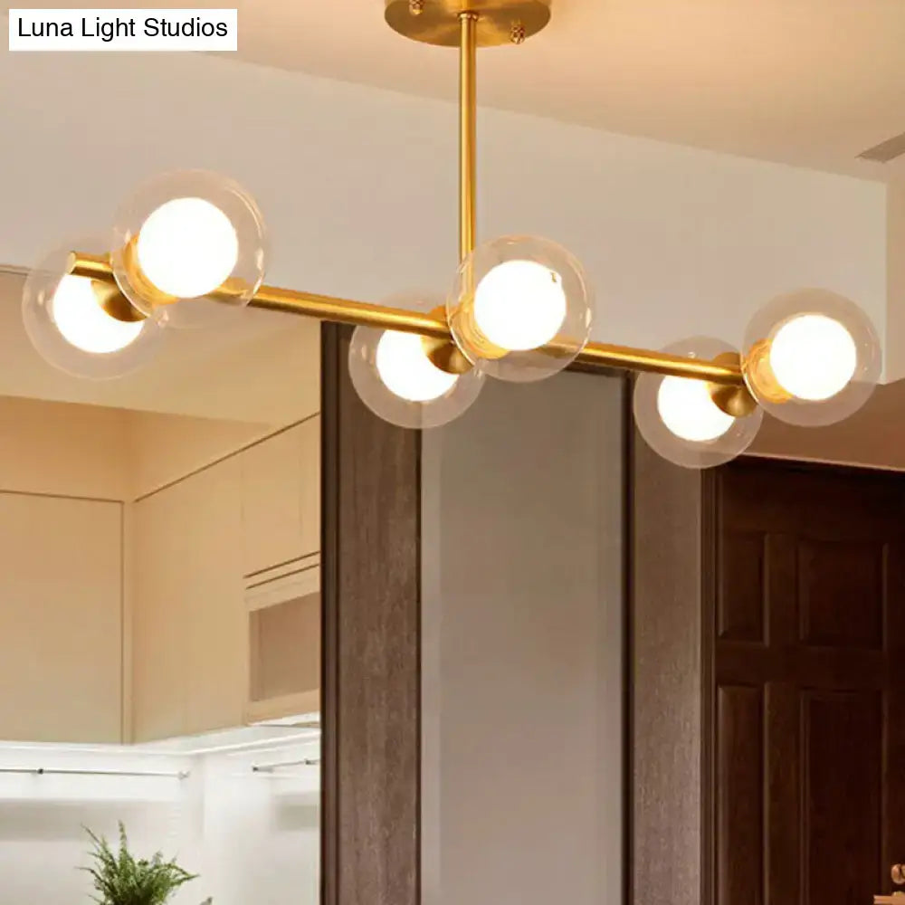 Modern brass finish linear island pendant kitchen glass ball light