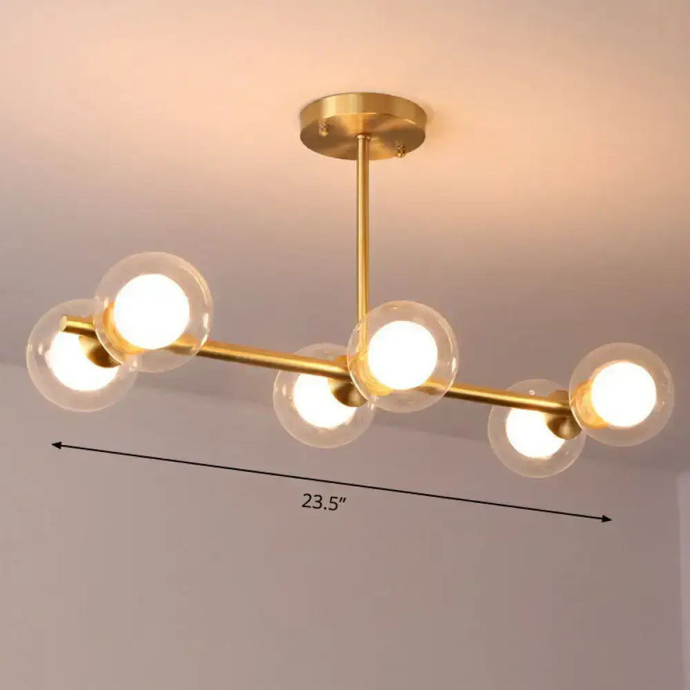 Modern brass finish linear island pendant kitchen glass ball light