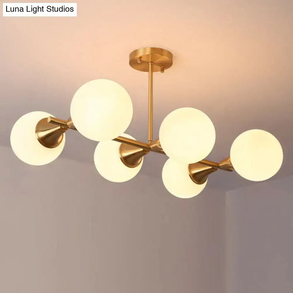Modern brass finish linear island pendant kitchen glass ball light