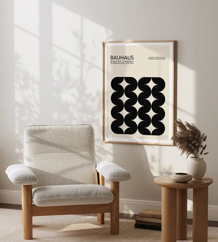 Mid century bauhaus geometric mondrian canvas art – living room framed print