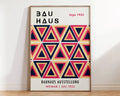Mid century bauhaus navy & coral geometric canvas art living room