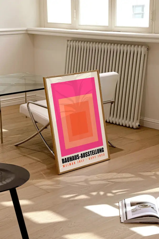 Bauhaus blue bright geometric canvas print living room wall decor