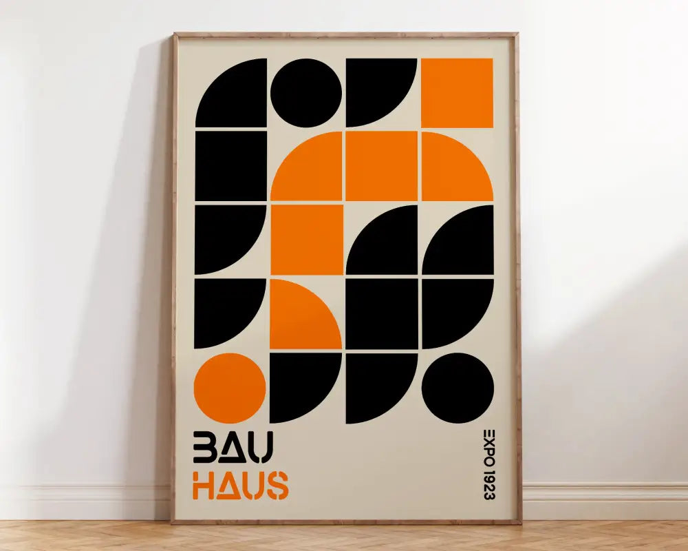 Bauhaus blue bright geometric canvas print living room wall decor