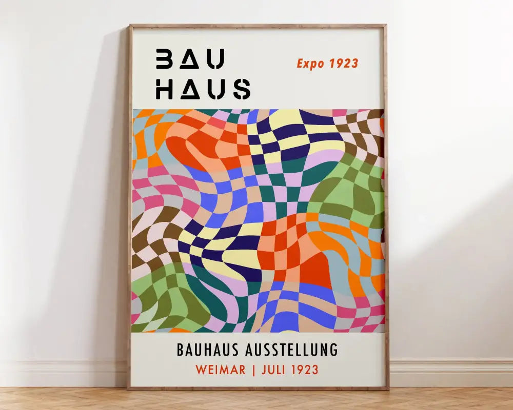 Bauhaus blue bright geometric canvas print living room wall decor