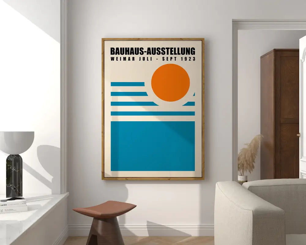 Bauhaus pink geometric wall art canvas – living room framed poster