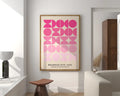 Bauhaus pink geometric wall art canvas – living room framed poster
