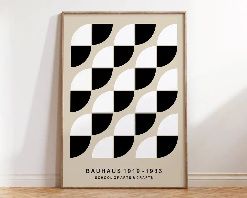 Bauhaus pink geometric wall art canvas – living room framed poster