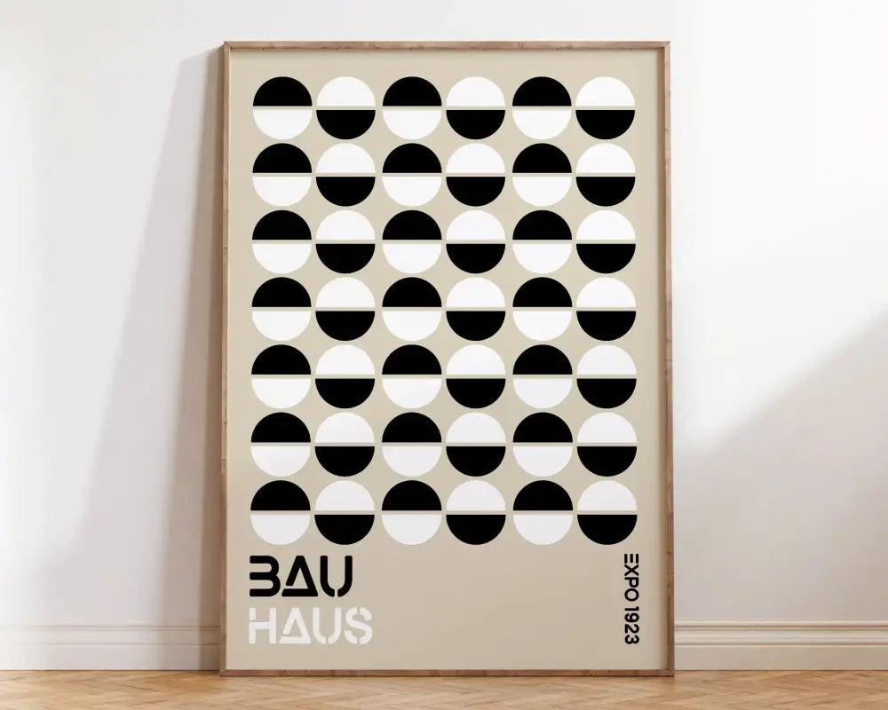 Bauhaus pink geometric wall art canvas – living room framed poster