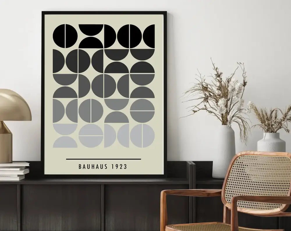 Bauhaus pastel geometric wall art canvas – living room framed poster