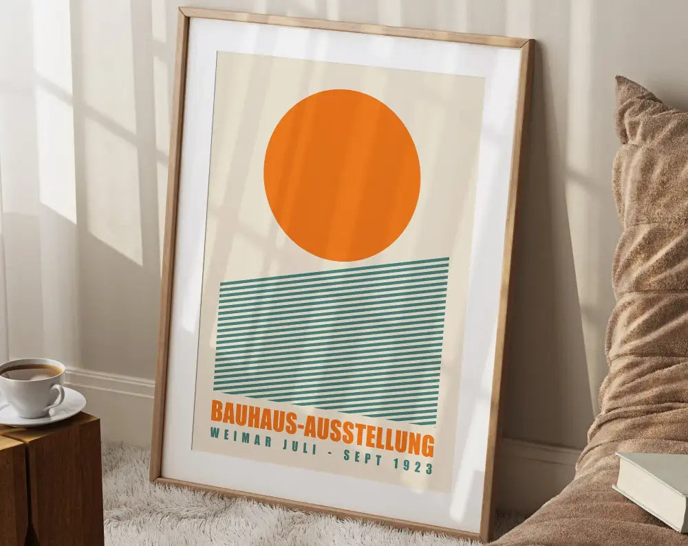 Bauhaus pastel geometric wall art canvas – living room framed poster