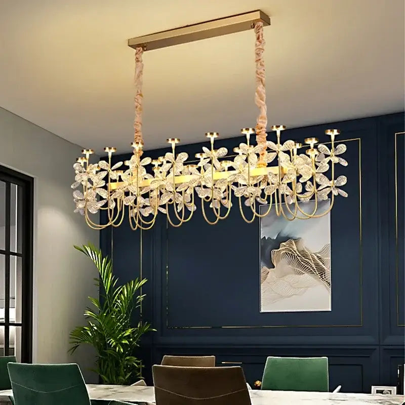 Decorbites butterfly chandelier gold crystal flower dining room light