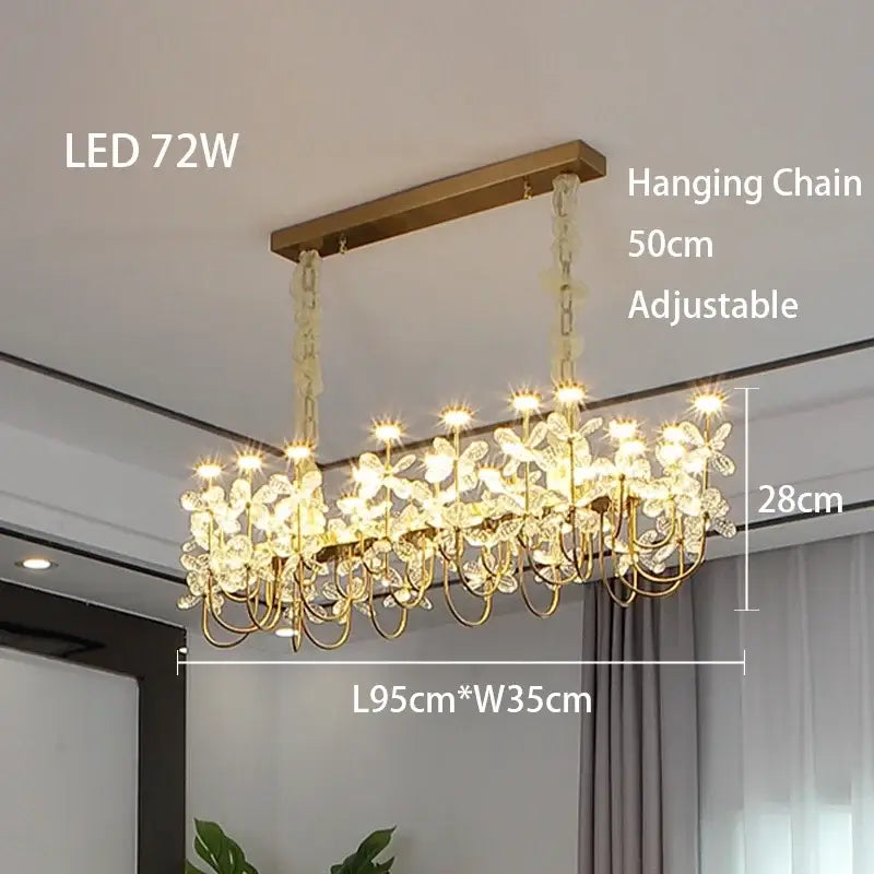 Decorbites butterfly chandelier gold crystal flower dining room light