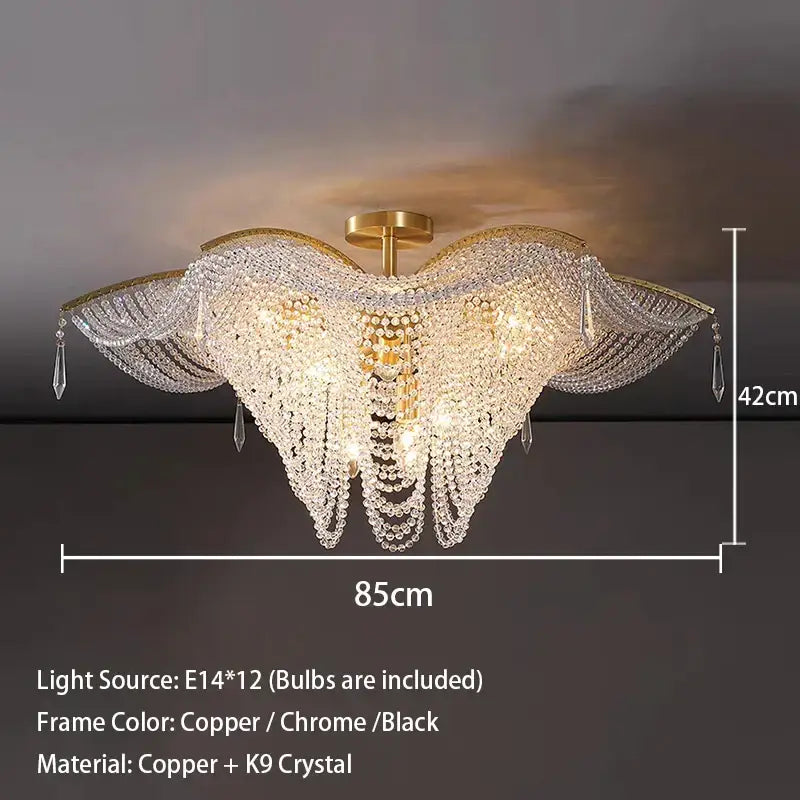 Decorbites butterfly crystal bead large gold chandelier living room