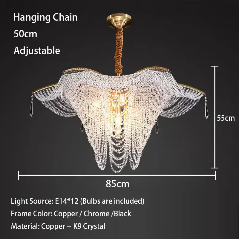 Decorbites butterfly crystal bead large gold chandelier living room