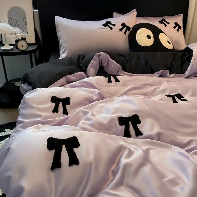 Decorbites butterfly embroidered black & white pi pillow bedroom decor