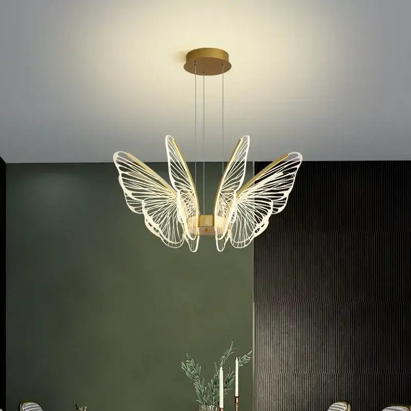 Decorbites butterfly led chandelier gold pendant light for bedroom