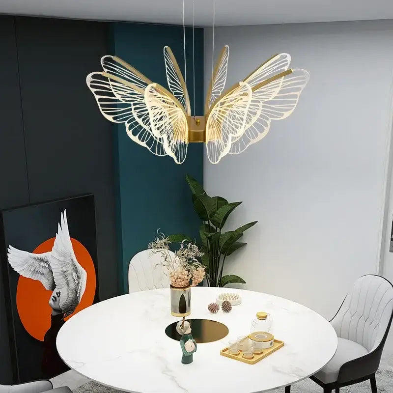 Decorbites butterfly led chandelier gold pendant light for bedroom