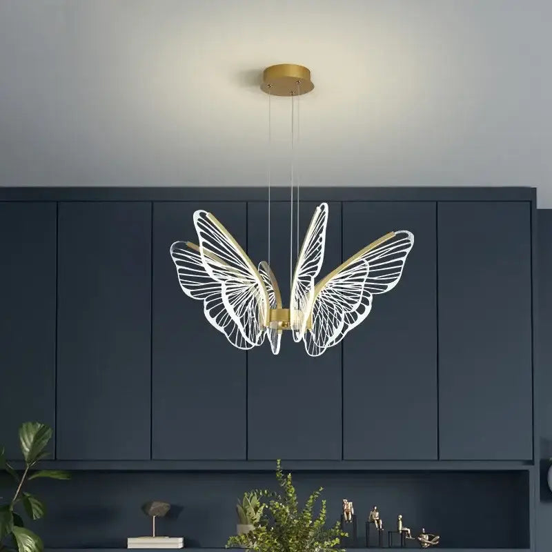 Decorbites butterfly led chandelier gold pendant light for bedroom