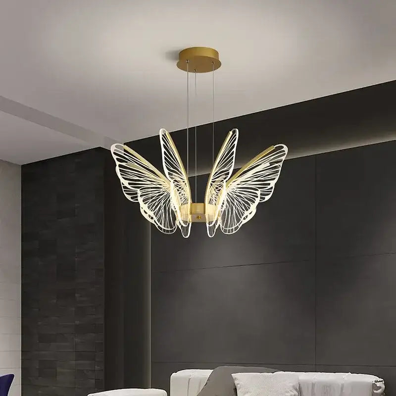 Decorbites butterfly led chandelier gold pendant light for bedroom
