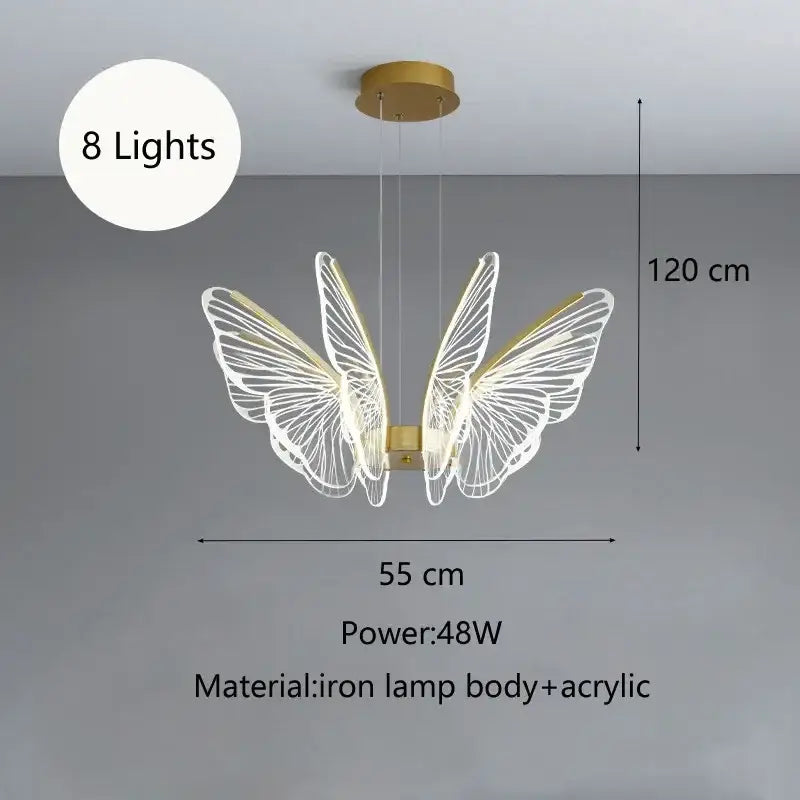 Decorbites butterfly led chandelier gold pendant light for bedroom