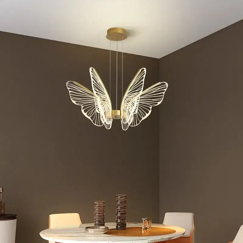 Decorbites butterfly led chandelier gold pendant light for bedroom