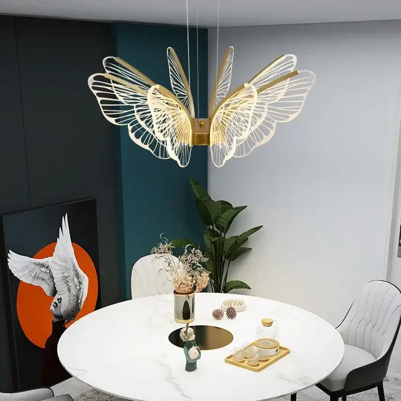 Decorbites butterfly led chandelier gold pendant light for bedroom