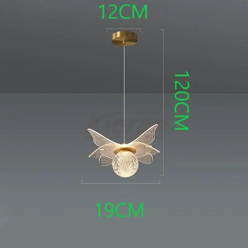 Decorbites butterfly led crystal pendant light for bedroom