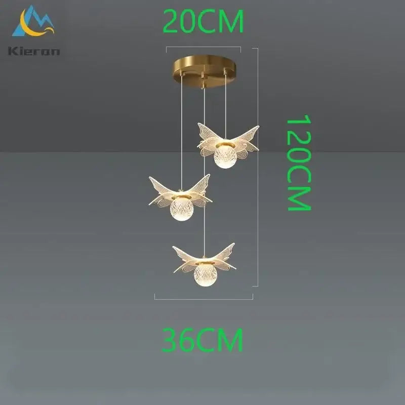 Decorbites butterfly led crystal pendant light for bedroom