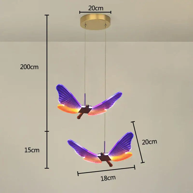 Decorbites butterfly pendant light gold dining room hanging lamp