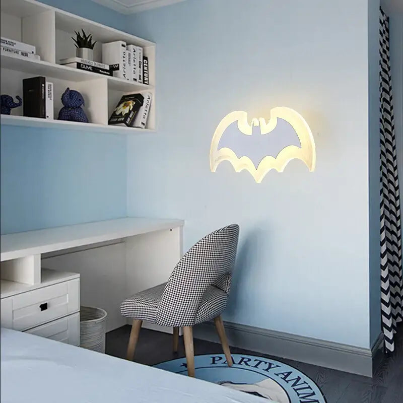 Decorbites cartoon bat wall lamp warm yellow acrylic light bedroom