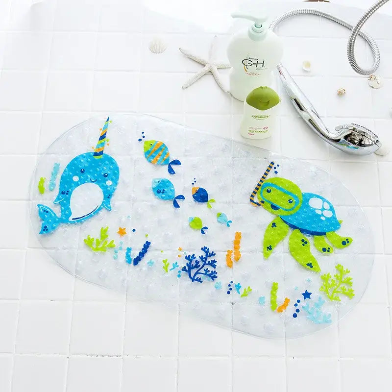 Decorbites cartoon non-slip sea creature bathroom mat for children