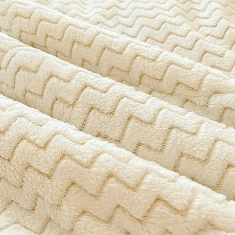Decorbites cartoon print cream velvet quilted blanket bedroom bedding