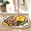 Decorbites cartoon puppy flocked brown bath rug bathroom mat