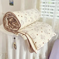 Decorbites cartoon summer cream teddy bear blanket bedroom cotton bedding