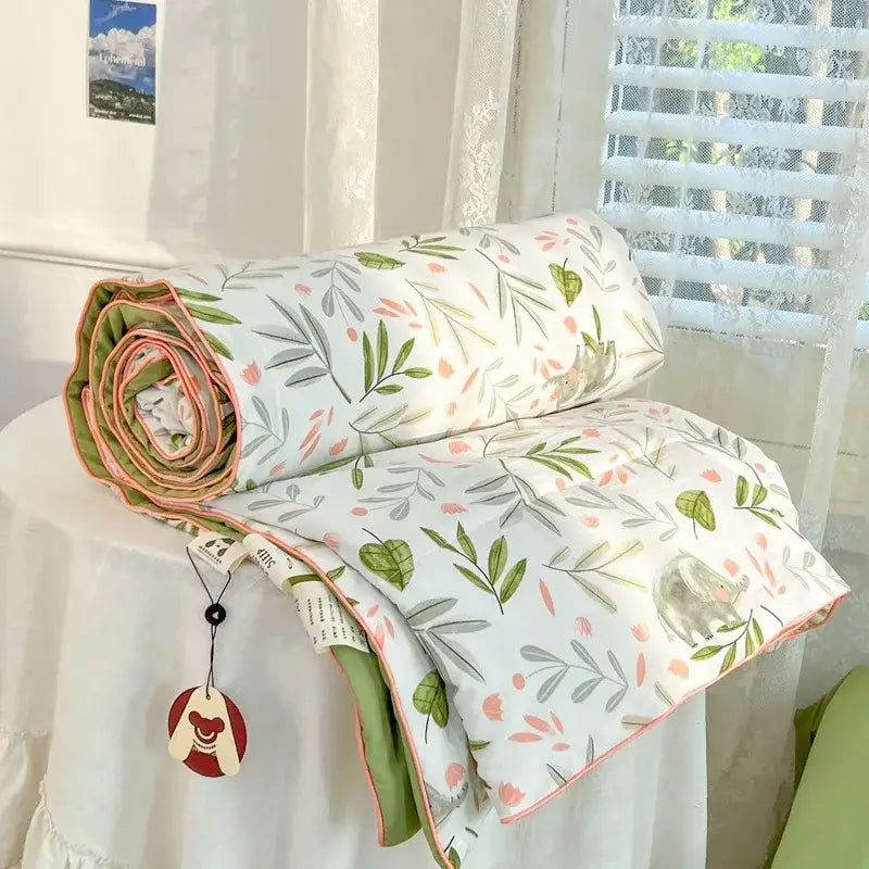 Decorbites cartoon summer cream teddy bear blanket bedroom cotton bedding