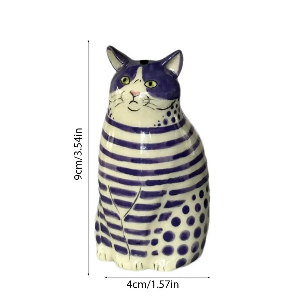 Colorful polka dot cat vase living room ceramic decor