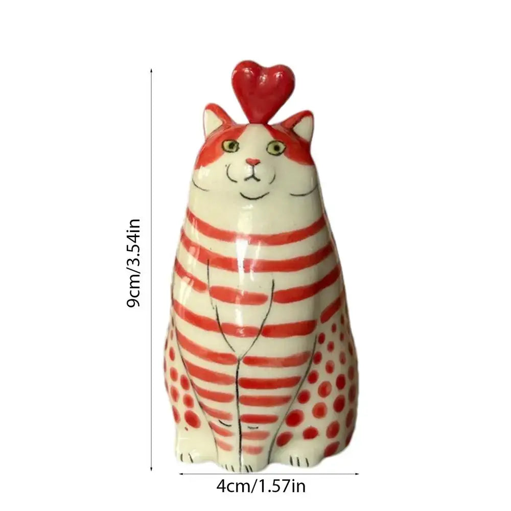 Colorful polka dot cat vase living room ceramic decor